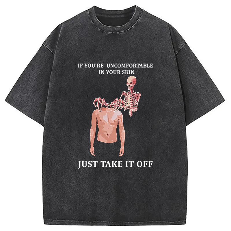 Tokyocanvas Skeleton Skin Off Washed T-Shirt