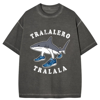 Tokyocanvas Tralalero Tralala Funny Gradient Washed T-Shirt