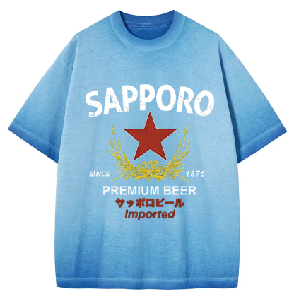 Tokyocanvas Sapporo Beer Essential Gradient Washed T-Shirt