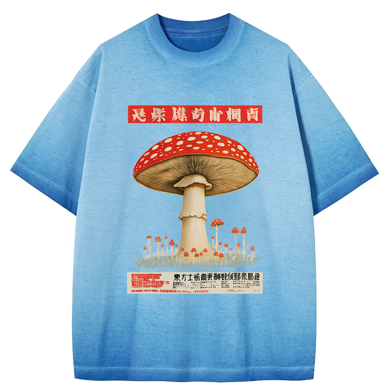 Tokyocanvas Psychedelic Mushroom Japanese Gradient Washed T-Shirt