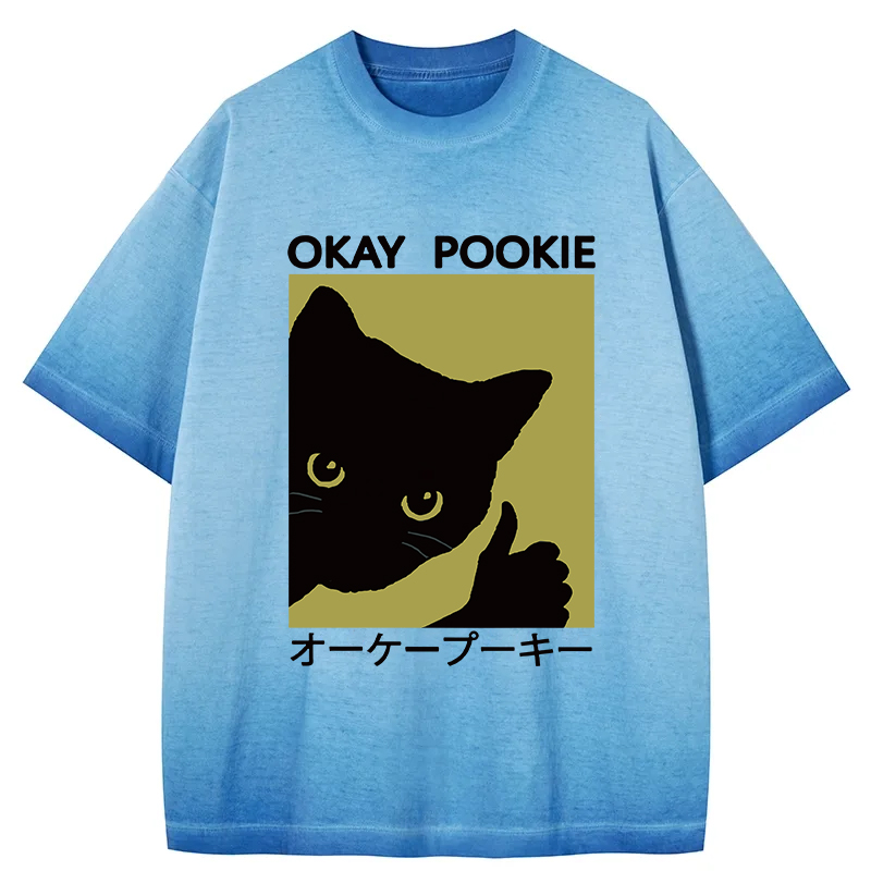 Tokyocanvas Okay Pookie Cat Gradient Washed T-Shirt