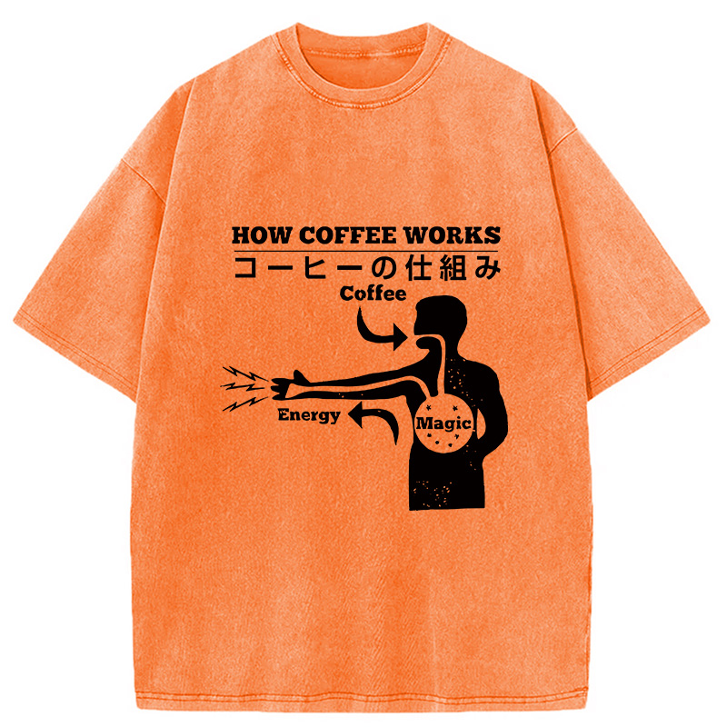 Tokyocanvas How Coffee Works Washed T-Shirt
