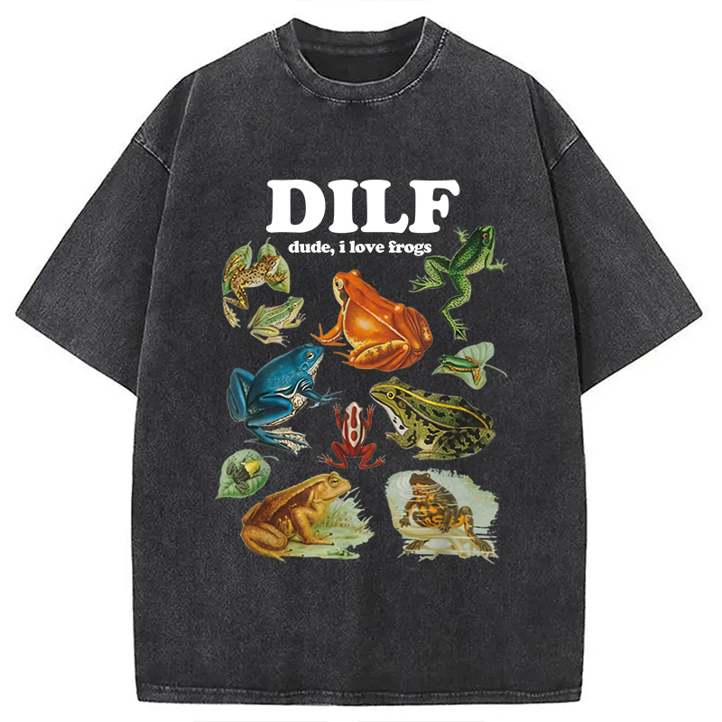 Tokyocanvas Dude I Love Frog Washed T-Shirt