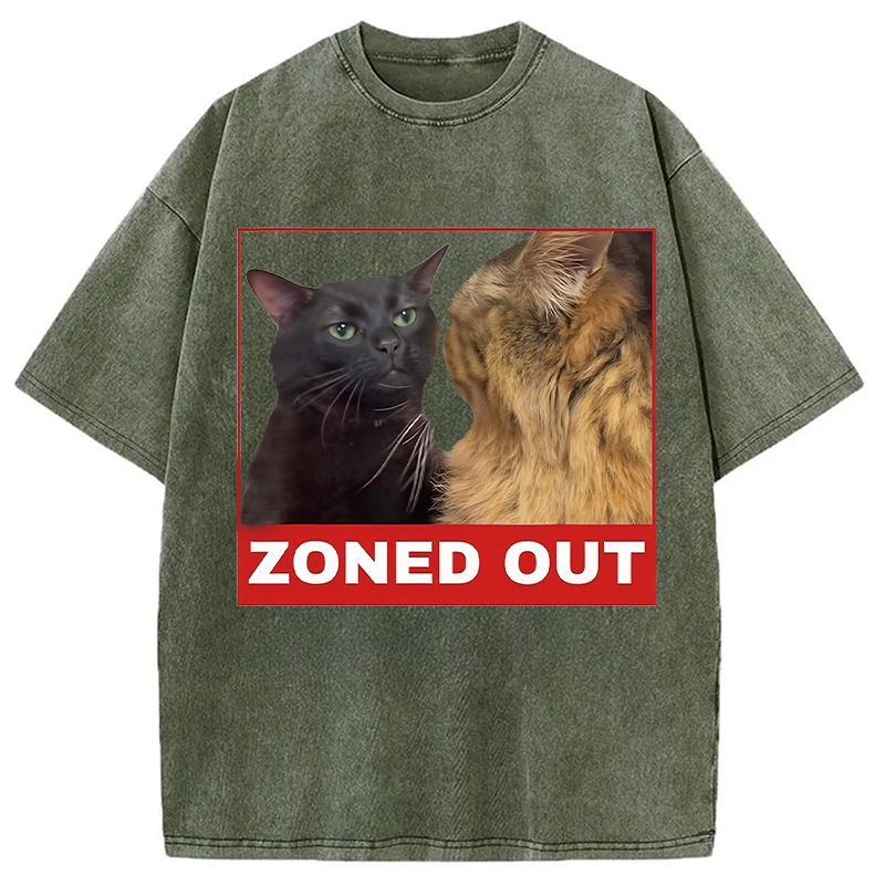 Tokyocanvas Funny Cat Zoning Meme Washed T-Shirt