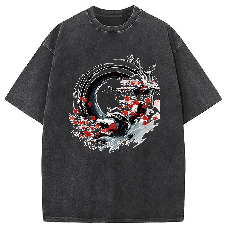 Tokyocanvas Sakura Tree Flow Washed T-Shirt