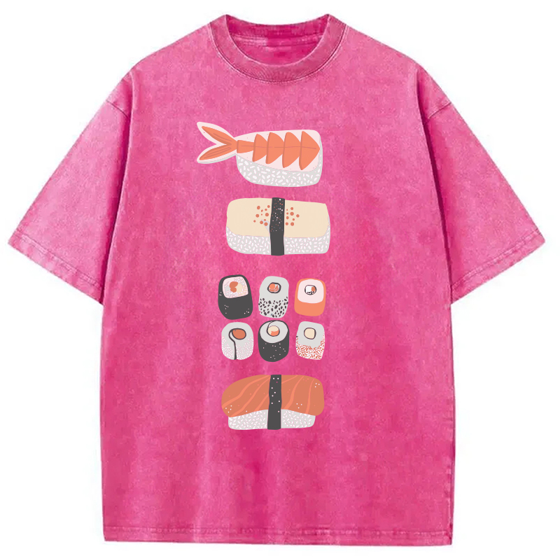 Tokyocanvas Japanese Sushi Nigiri Maki Roll Washed T-Shirt