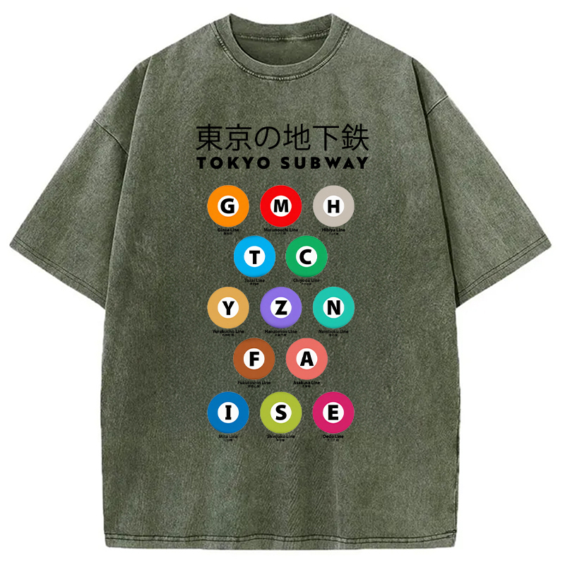 Tokyocanvas Tokyo Tunnelbanan Guide Washed T-Shirt