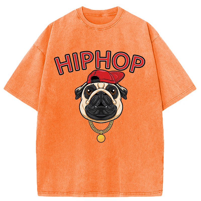 Tokyocanvas Cute Pug Hiphop Washed T-Shirt