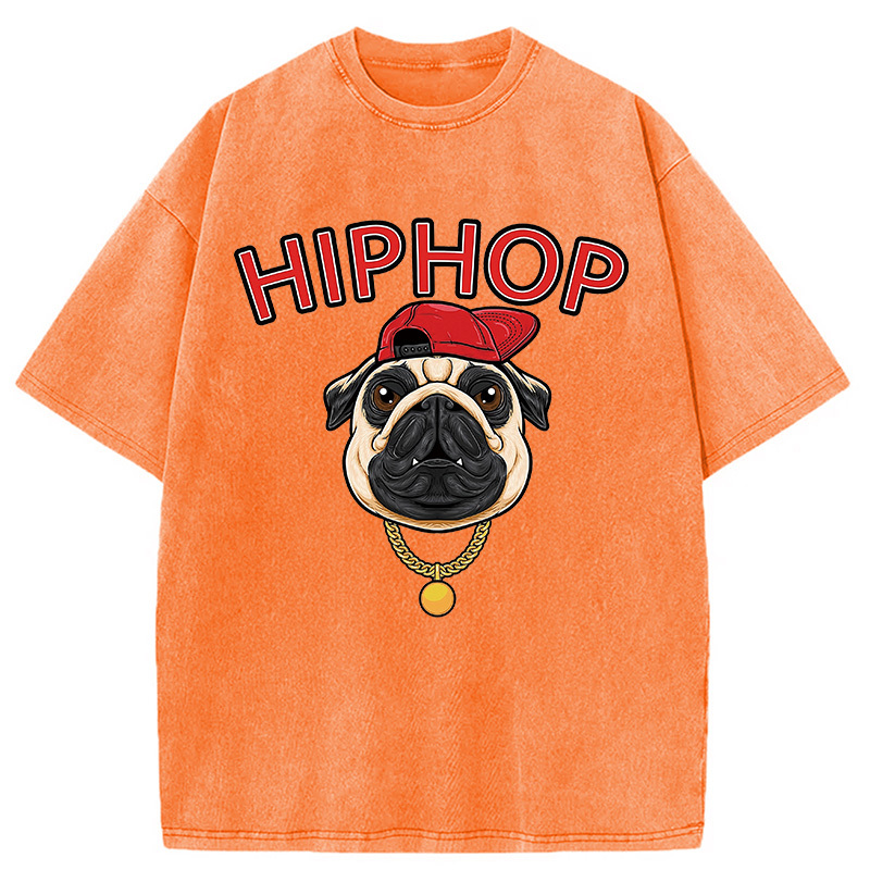 Tokyocanvas Cute Pug Hiphop Washed T-Shirt