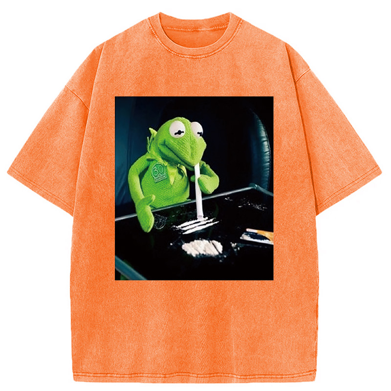 Tokyocanvas Frog Cocaine Drug Hipster Funny Washed T-Shirt