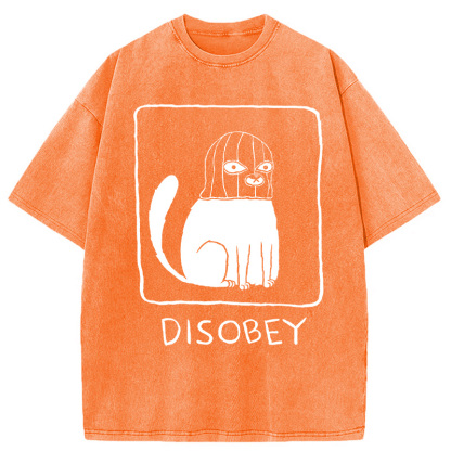 Tokyocanvas Disobey Cat Washed T-Shirt