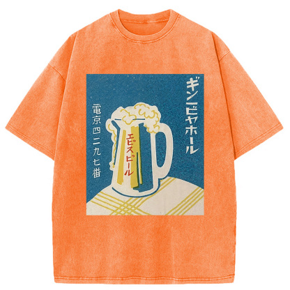 Tokyocanvas Japanese Vintage Beer Mug Washed T-Shirt