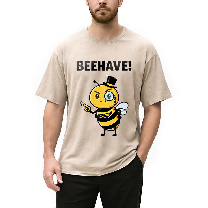 Tokyocanvas Beehave! Funny Bee Washed T-Shirt