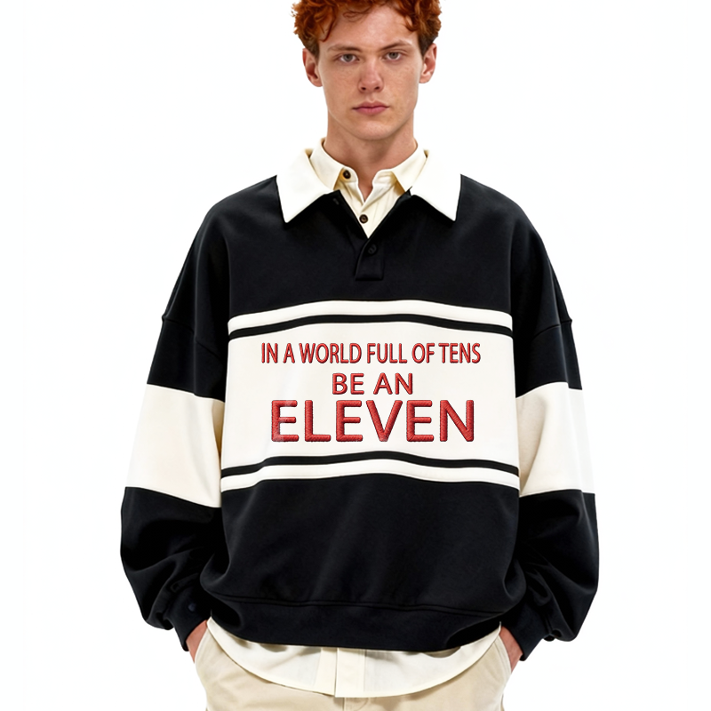 Tokyocanvas In a World Polo Embroidered Sweatshirt