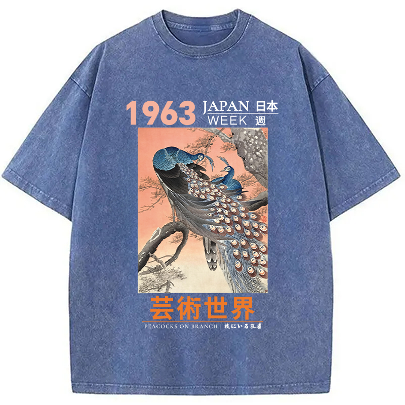 Tokyocanvas Peacocks on Branch Washed T-Shirt
