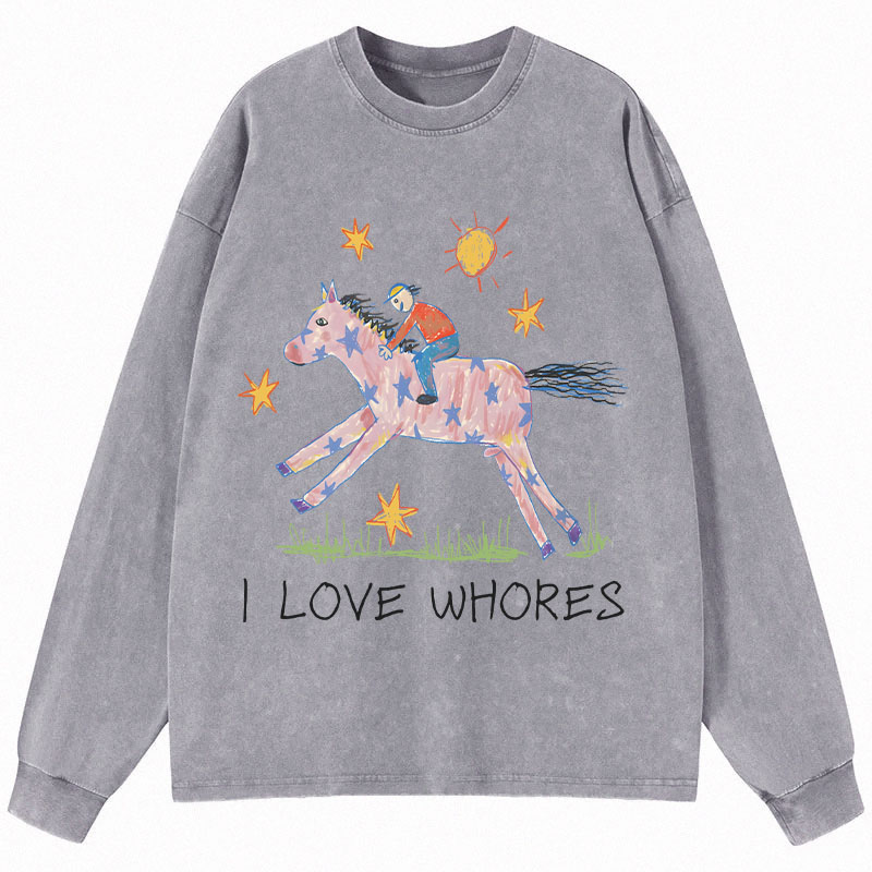 Tokyocanvas I Love Whores Long Sleeve Washed T-Shirt