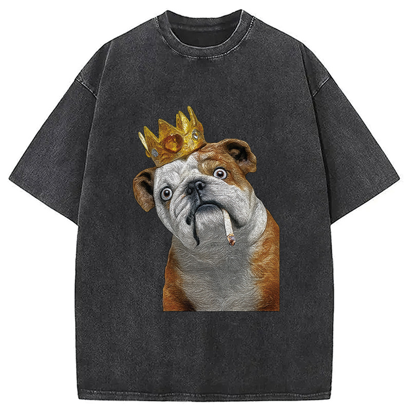 Tokyocanvas King Dog Smoking Washed T-Shirt
