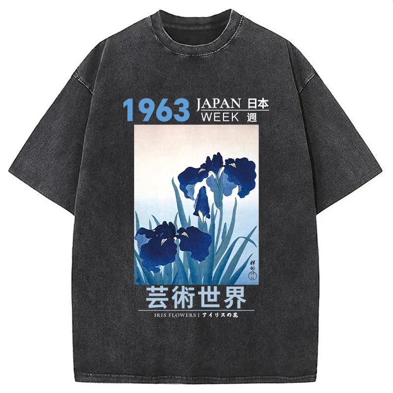 Tokyocanvas Iris Flowers Washed T-Shirt