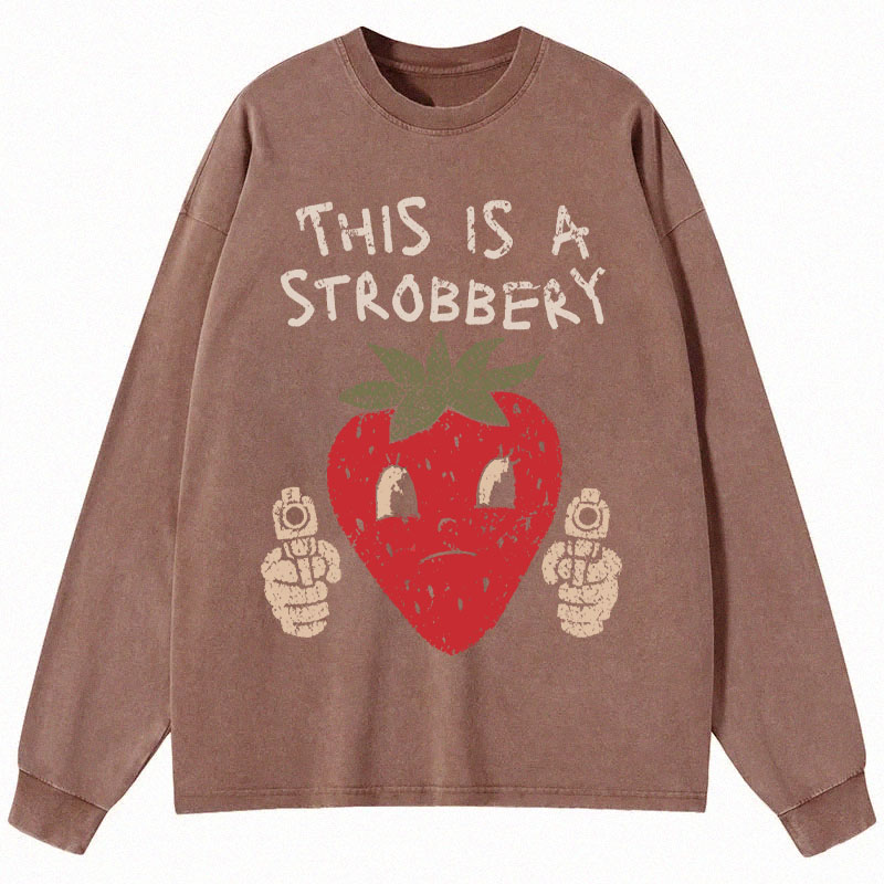 Tokyocanvas This is a Strawberry Long Sleeve Washed T-Shirt
