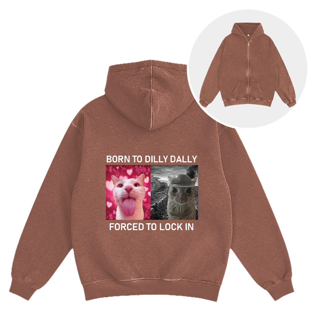 Tokyocanvas Born To Dilly Dally Washed Zip Hoodie