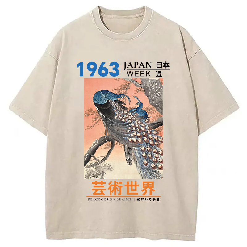 Tokyocanvas Peacocks on Branch Washed T-Shirt