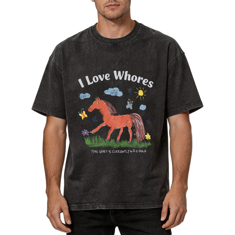 Tokyocanvas I Love Whores Meme Washed T-Shirt