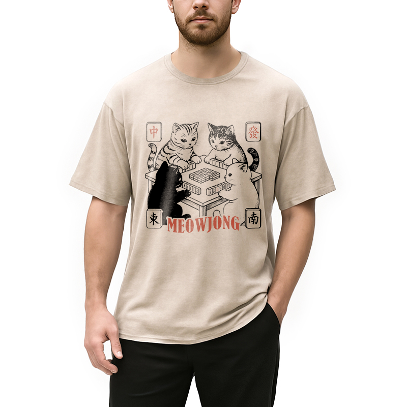 Tokyocanvas Meowjong Washed T-Shirt