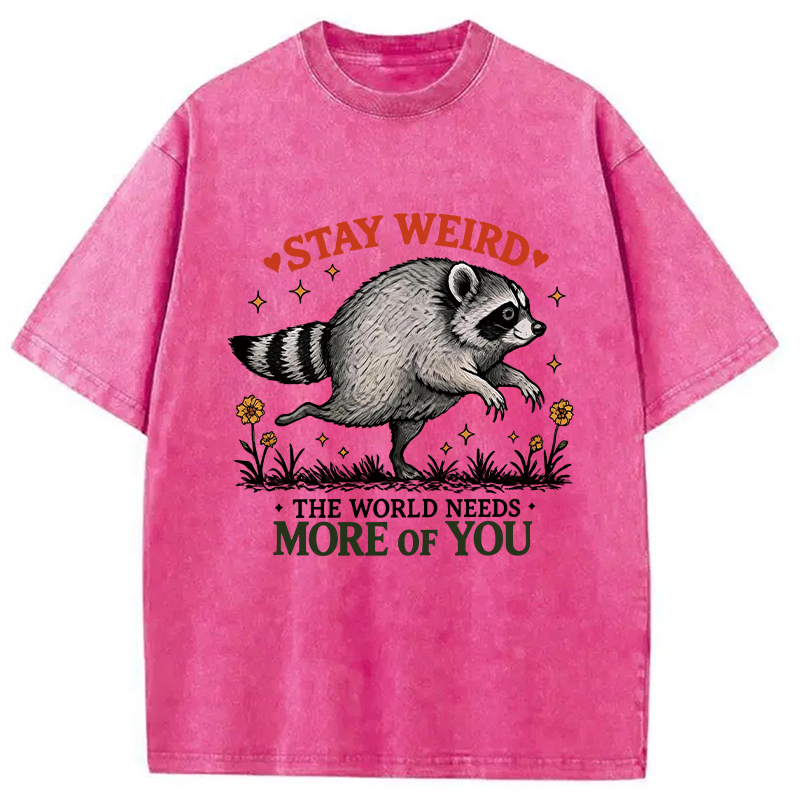Tokyocanvas Stay Weird Raccoon Washed T-Shirt