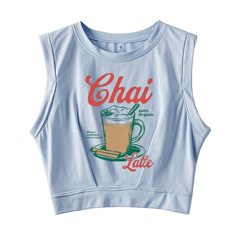 Tokyocanvas Trending Chai Latte 90s Sleeveless Crop Top