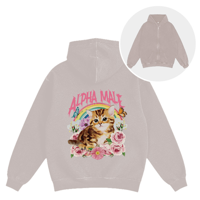 Tokyocanvas Alpha Male Washed Zip Hoodie