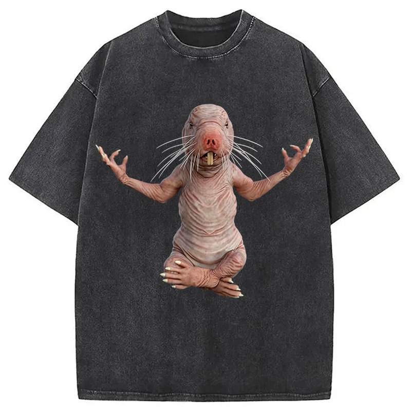 Tokyocanvas Funny Naked Mole-Rat Washed T-Shirt