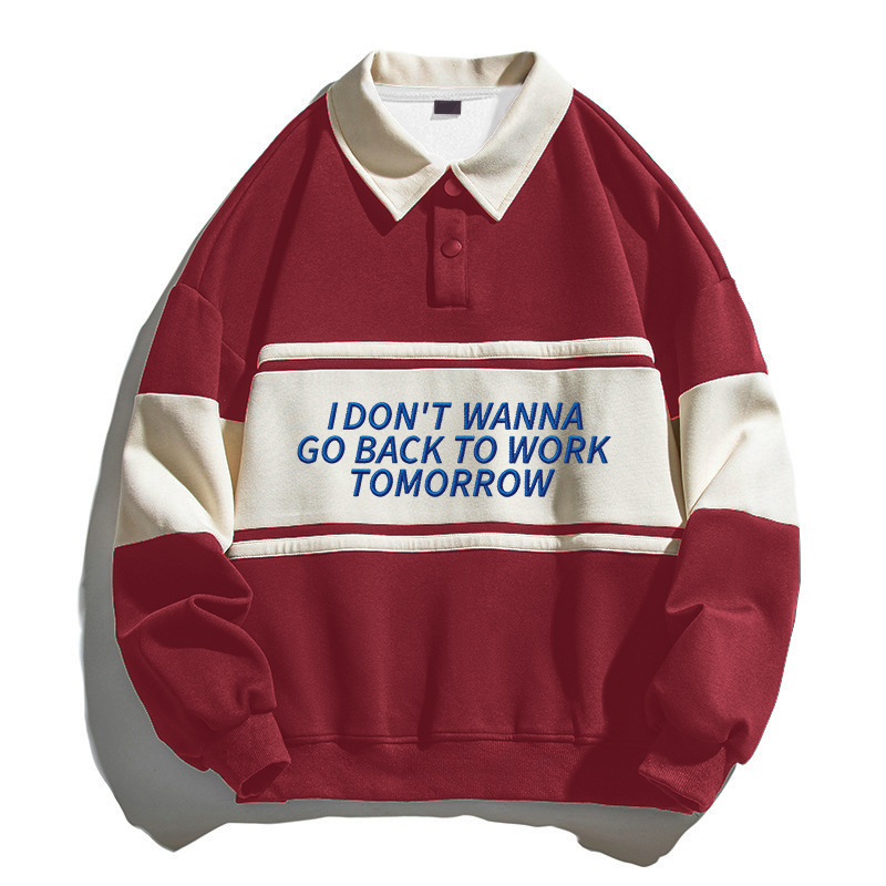 Tokyocanvas Don't Want Work Polo Embroidered Sweatshirt