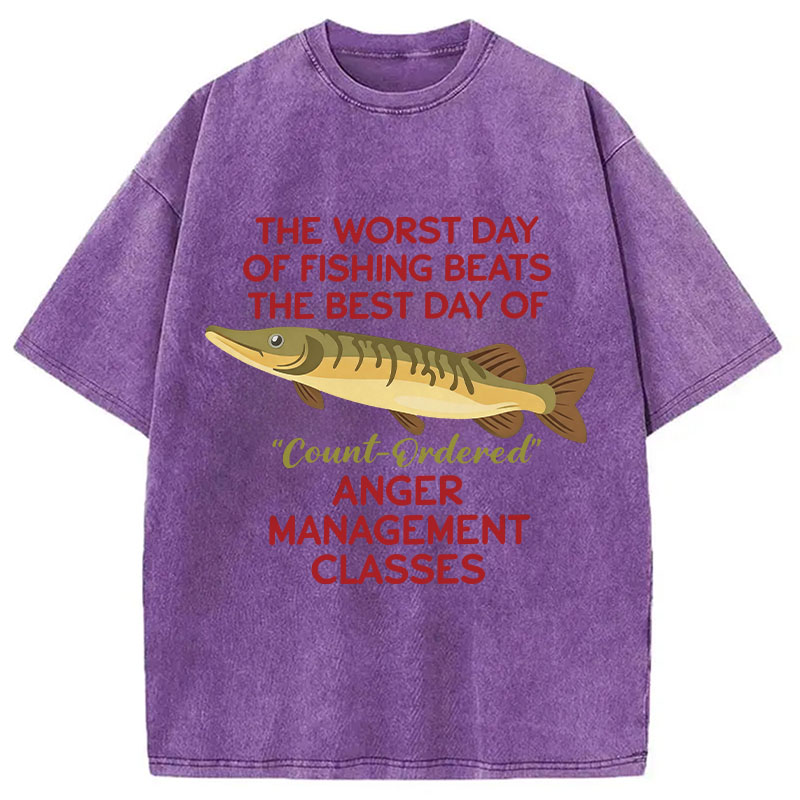 Tokyocanvas	 The Worst Day Of Fishing Beats DTG Printing Washed T-Shirt