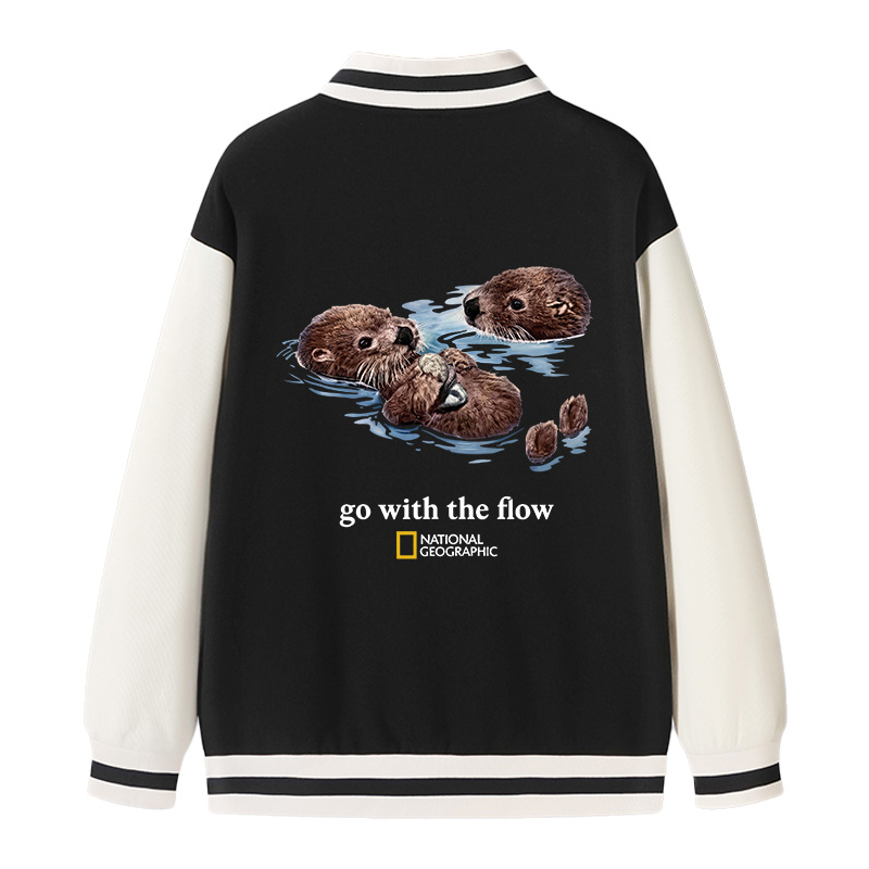 Tokyocanvas Go With The Flow Otters Varsity Jacket