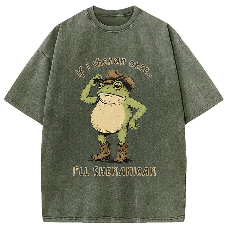Tokyocanvas If I Shenan Once Funny St. Patrick's Day shirt Washed T-Sh