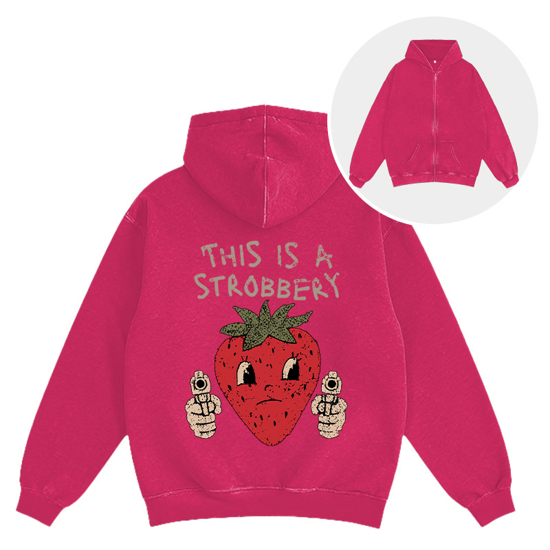 Tokyocanvas This is a Strawberry Washed Zip Hoodie