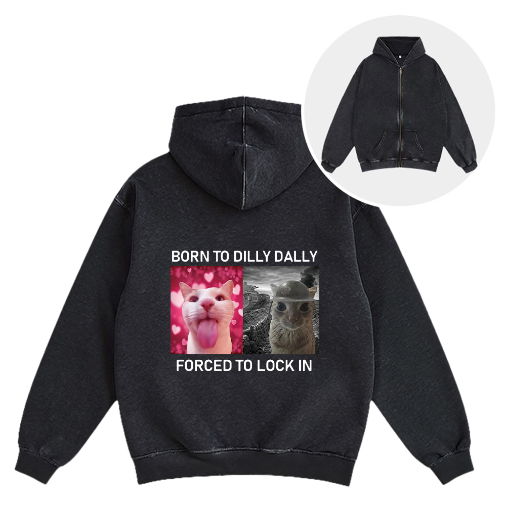 Tokyocanvas Born To Dilly Dally Washed Zip Hoodie