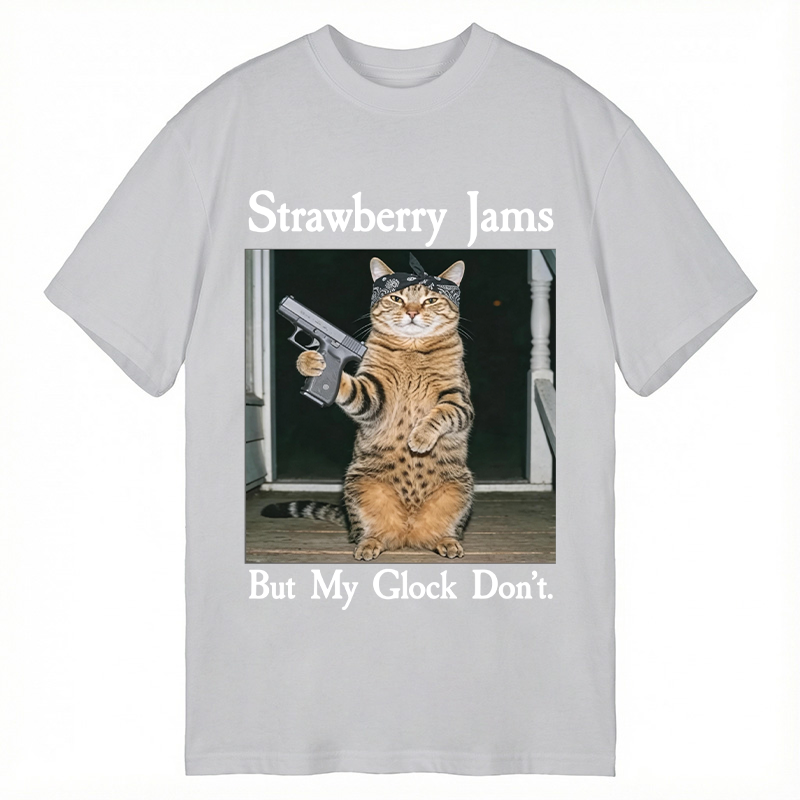 Tokyocanvas Strawberry Jams But My Glock Don't Funny Cat Classic T-Shirt