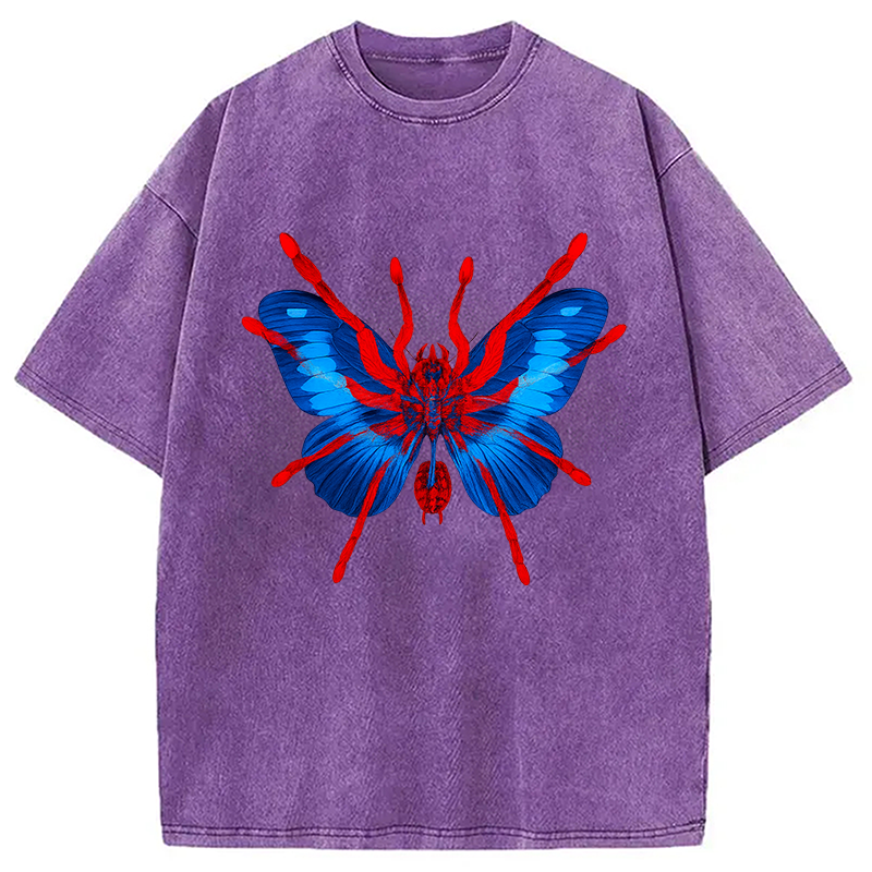 Tokyocanvas Japanese Art Blue Hallucinogenic Butterfly Washed T-Shirt