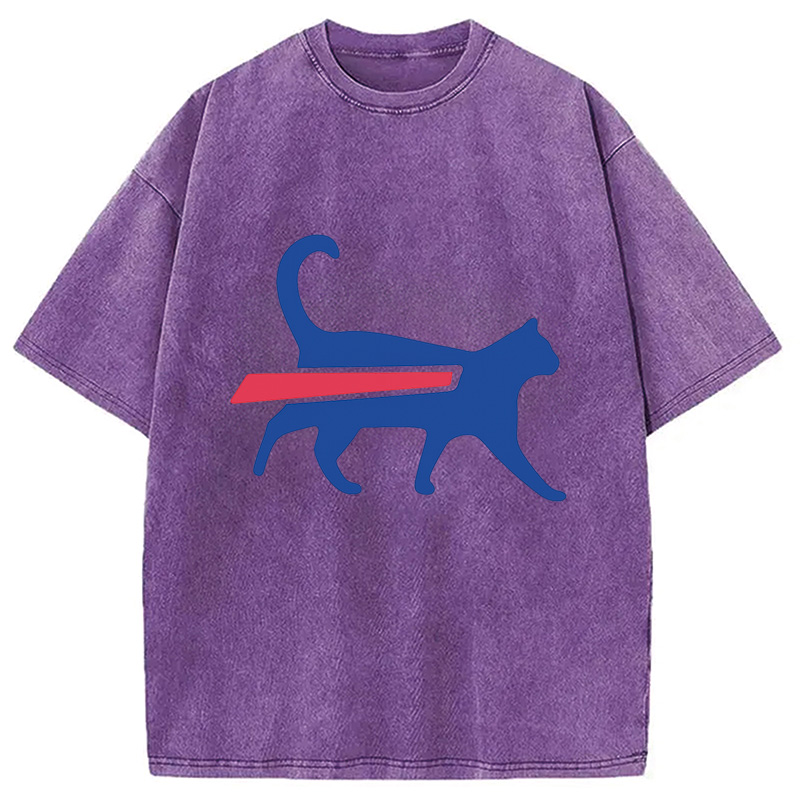 Tokyocanvas Cat-Bills is Buffalo Bills Funny Meme Washed T-Shirt