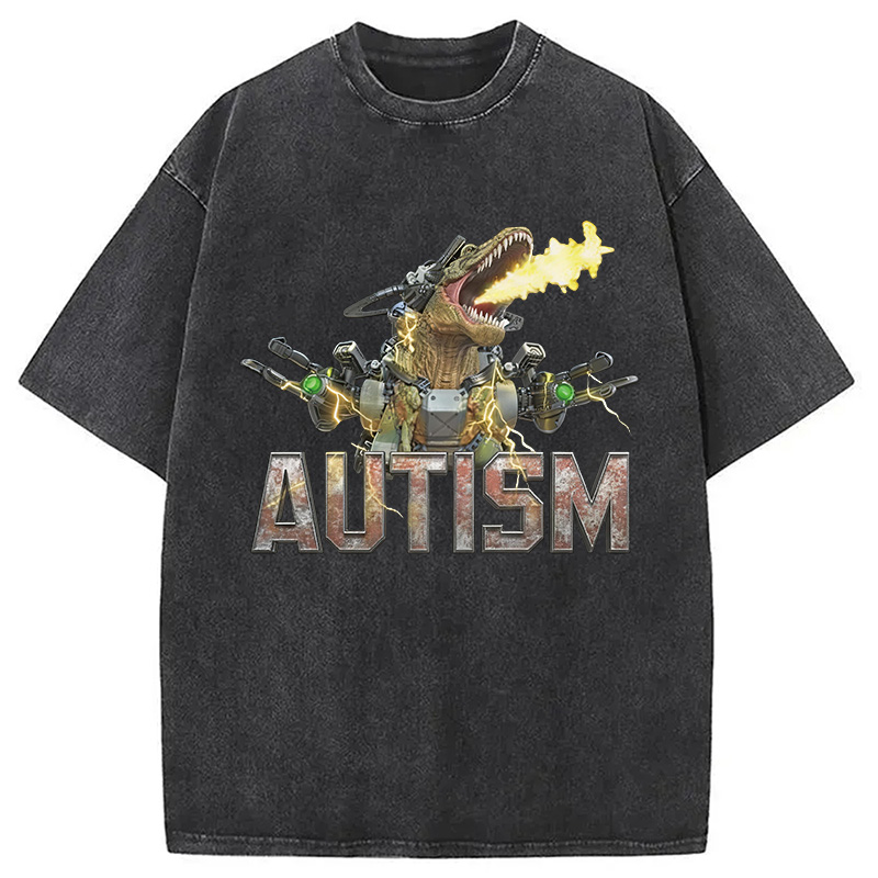 Tokyocanvas Autism Dinosaur Washed T-Shirt