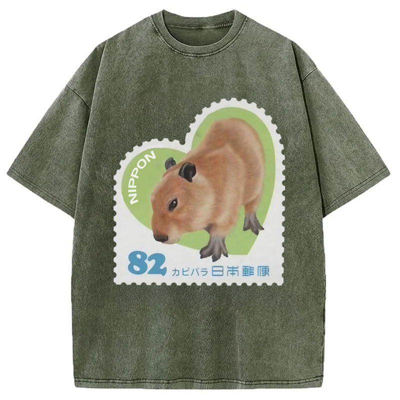 Tokyocanvas Japanese Capybara Washed T-Shirt