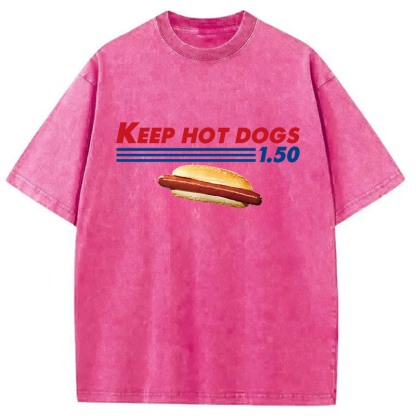 Tokyocanvas Funny Costco Hotdog Washed T-Shirt