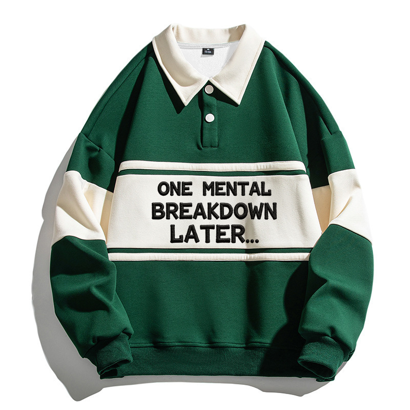 Tokyocanvas One Mental Breakdown Later Polo Embroidered Sweatshirt