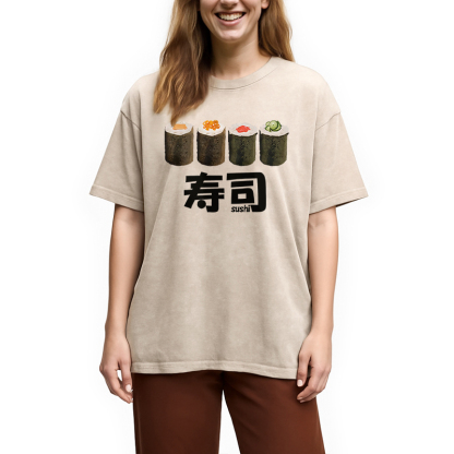 Tokyocanvas Kawaii Sushi Roll Washed T-Shirt