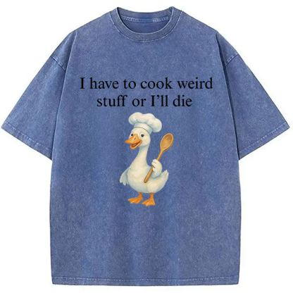 Tokyocanvas Silly Goose Baker Funny Cooking Meme Washed T-Shirt