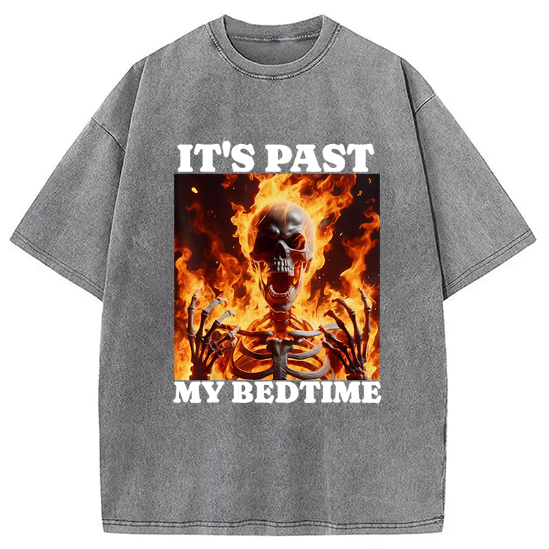 Tokyocanvas It's Past My Bedtime Funny Skeleton Meme Washed T-Shirt