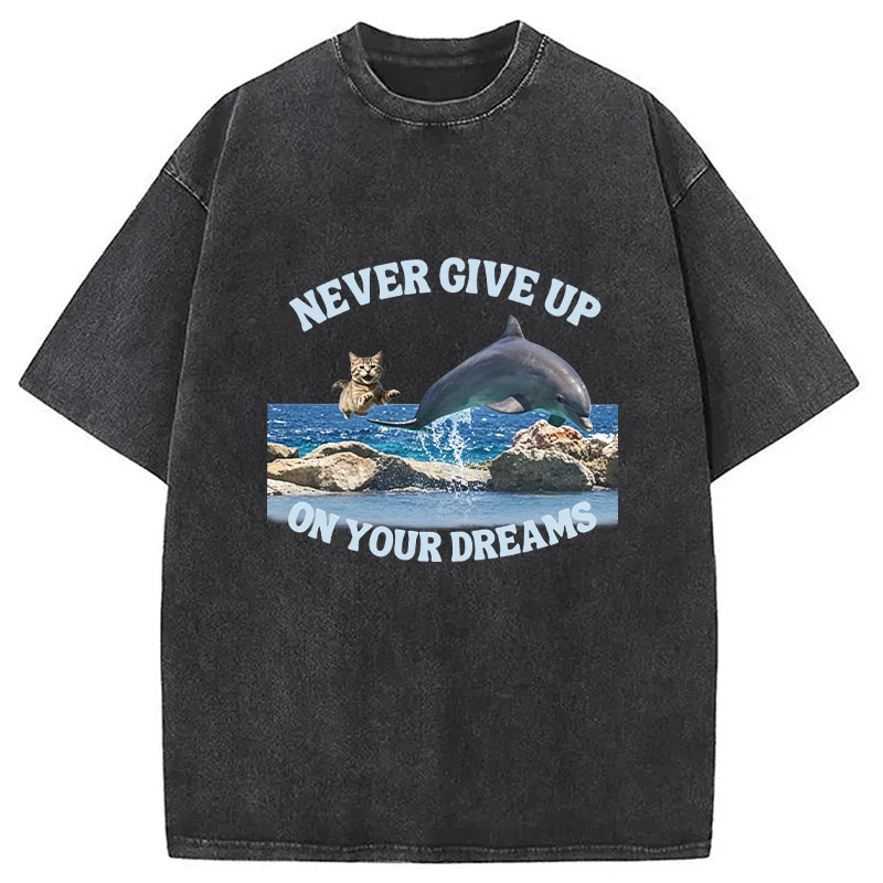 Tokyocanvas Never Give Up On Your Dreams Washed T-Shirt
