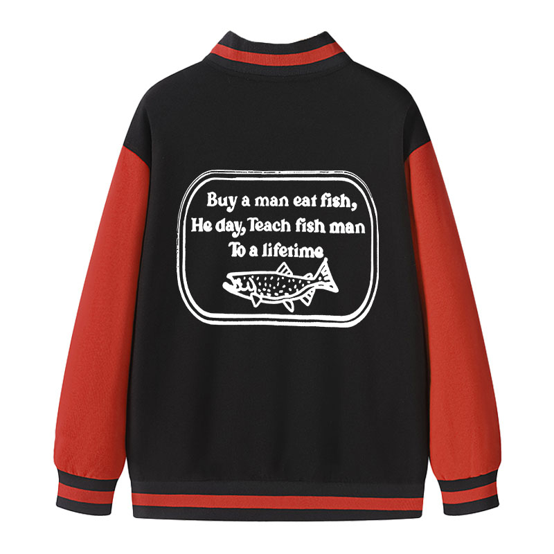 Tokyocanvas Teach fish man To a lifetime Varsity Jacket