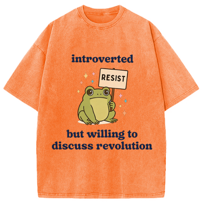 Tokyocanvas Introverted Resistance Frog Washed T-Shirt